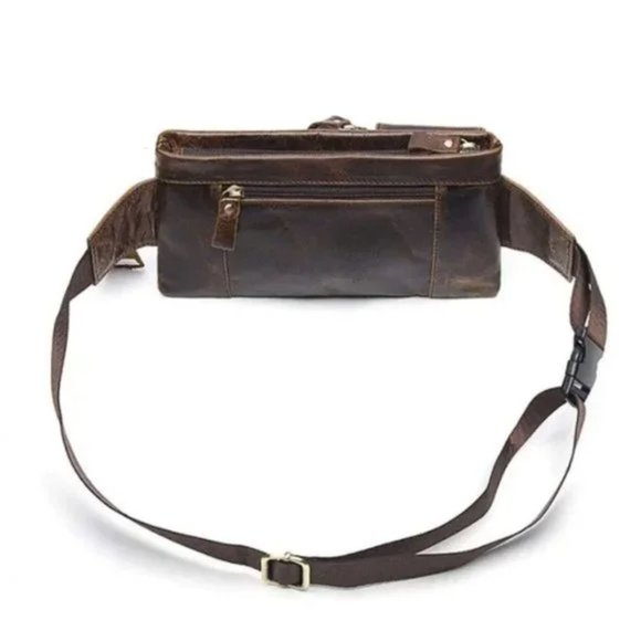 New Leather Fanny Pack, Waist Bag for Travel Outdoor Brown 09 - Picture 5 of 9